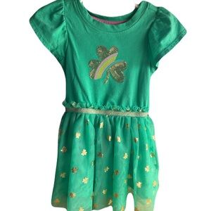 Cat & Jack Green Short Sleeve Dress with Shamrocks